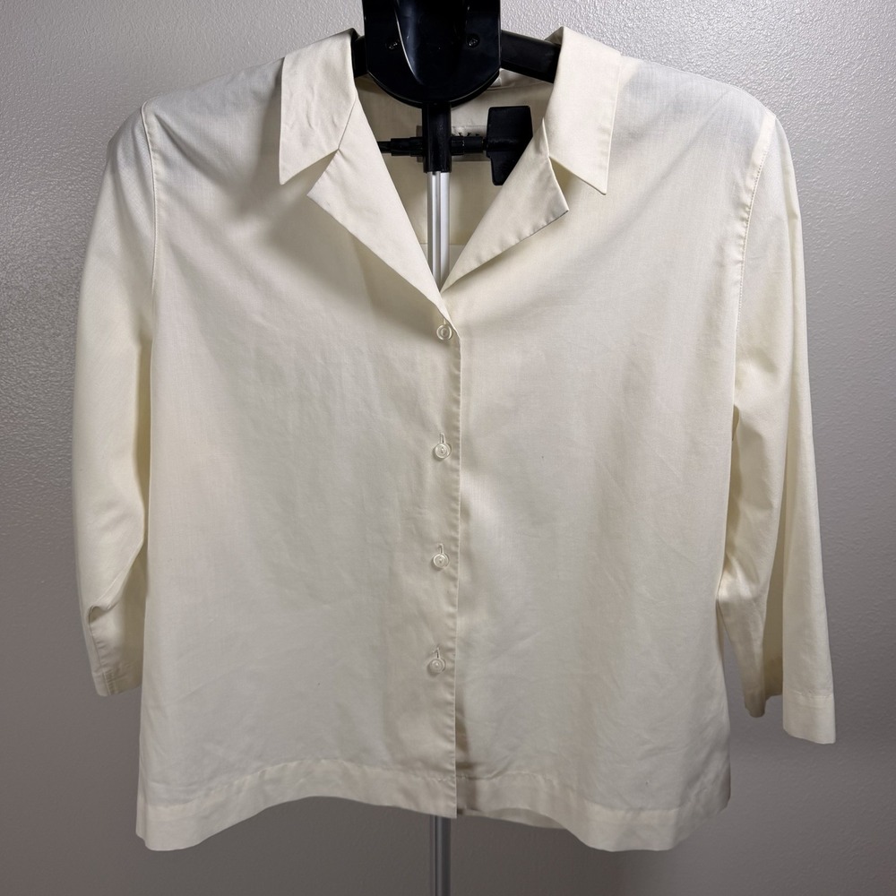 Orvis Women's Button-Down Shirt, 3/4 Sleeves, Ivory Color Size 18 Wrinkle Free